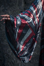 Solar Energy Sequin Kimono (Red/Silver/Black)