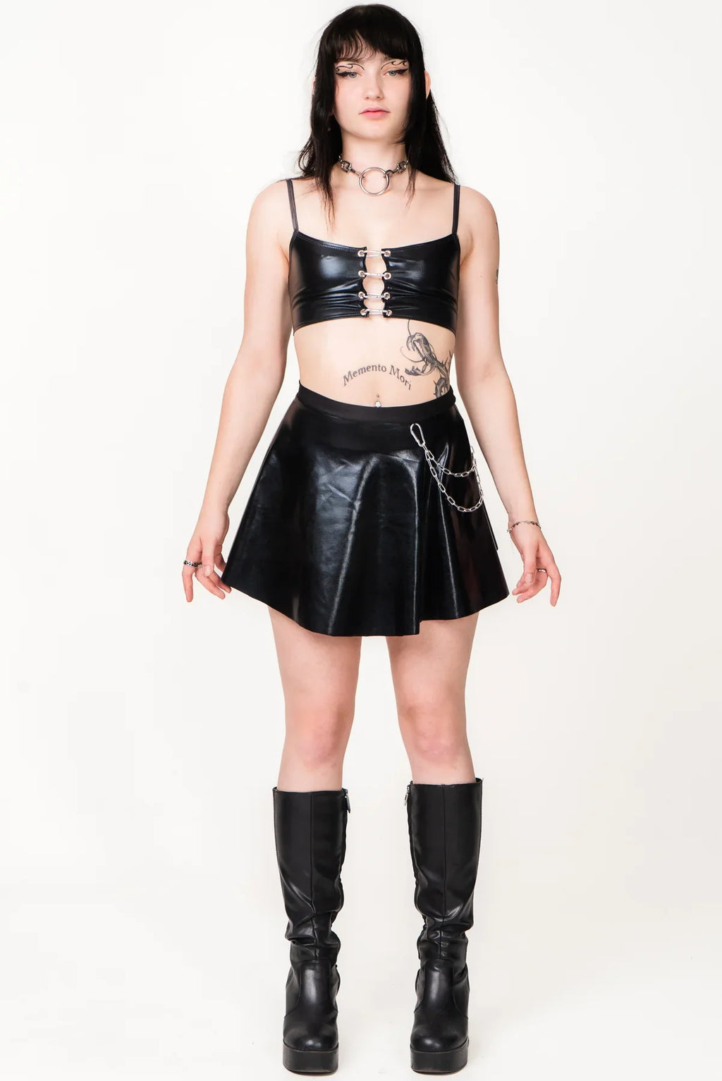 Ivy Berlin - Jade Vinyl Chain Skirt – Black