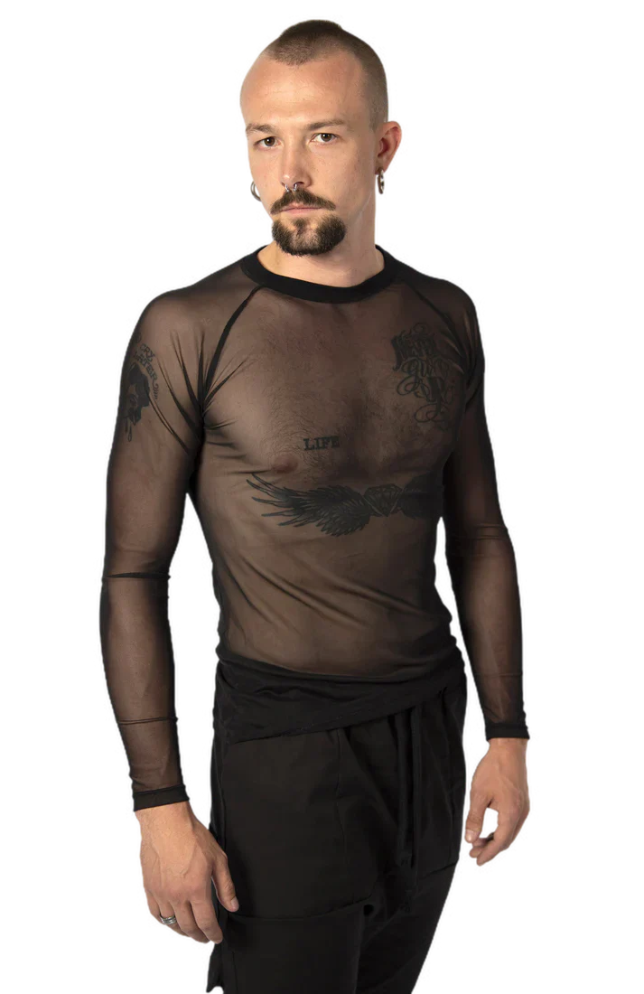 Obectra - Mesh Longsleeve "Massa" Top - Black