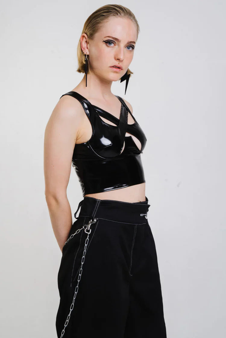 Ivy Berlin - Patent Corset Top – Black