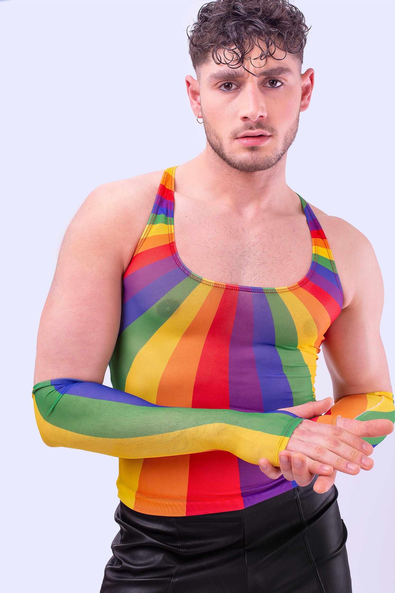 Badinka - Rainbow Mesh Top with Sleeves