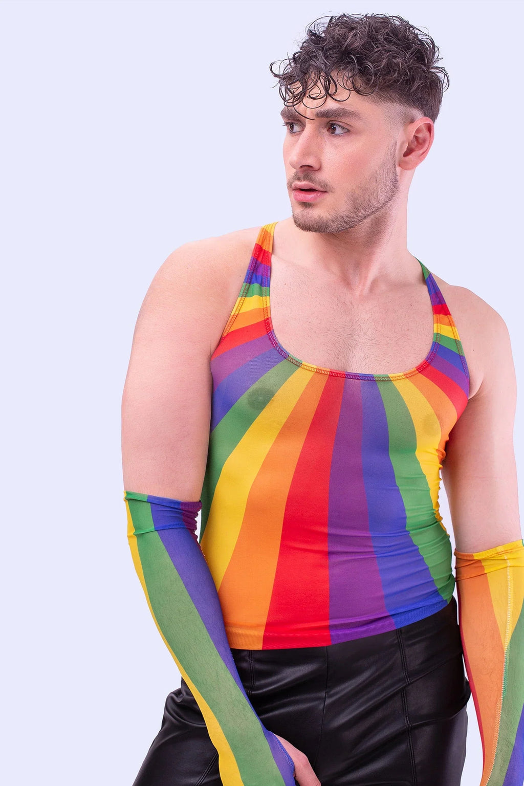 Badinka - Rainbow Mesh Top with Sleeves