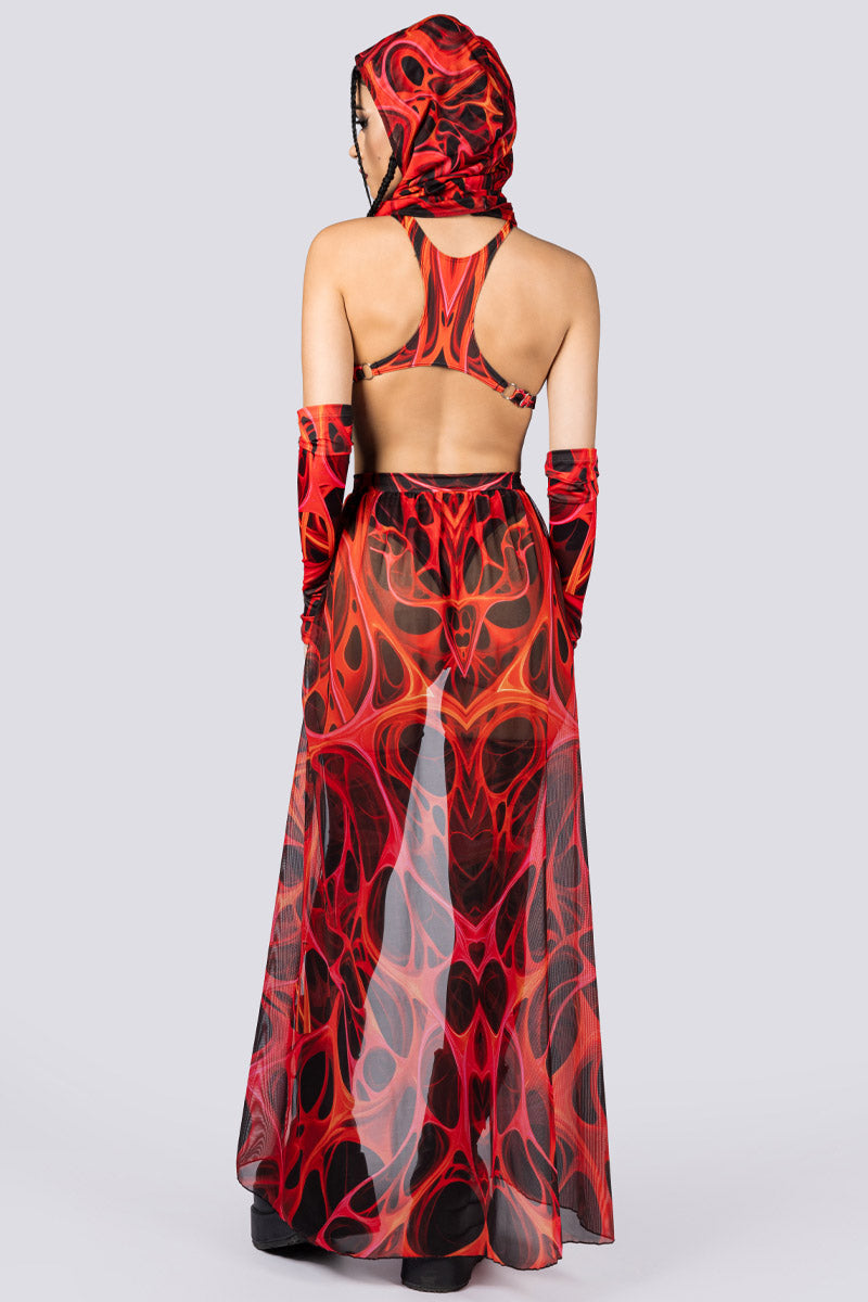 Devil Walking - Red Dimension Mesh Skirt – Red