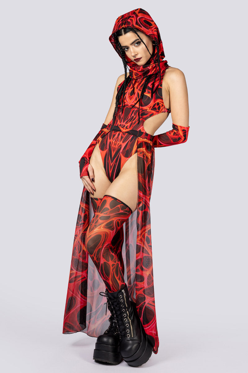 Devil Walking - Red Dimension Mesh Skirt – Red
