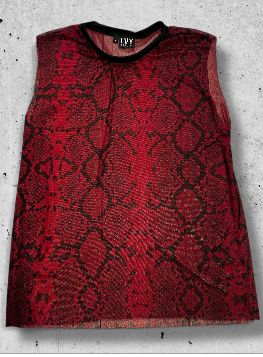 Ivy Berlin - Snake Print Mesh Tank Top – Available in Red and Blue