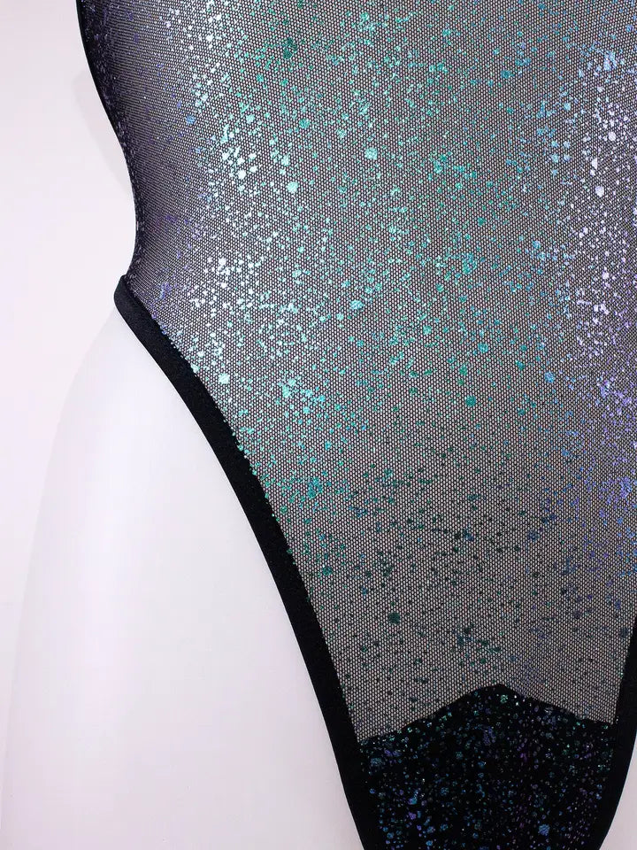 Exes Lingerie - High-Cut Shiny Bodysuit – Black