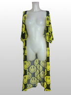 Kalu Ibiza - Mesh Acid Smiley Kimono - Black & Yellow