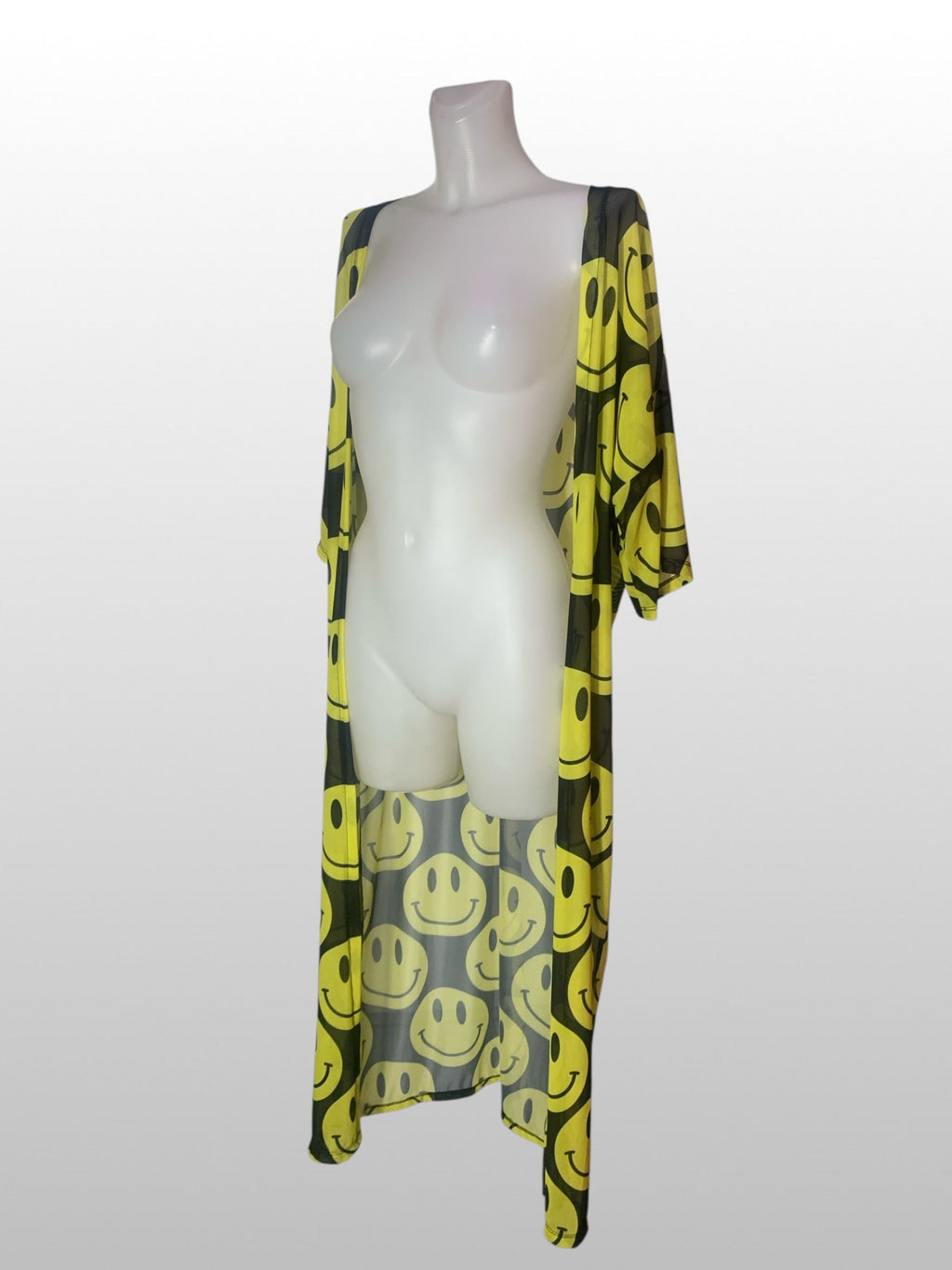 Kalu Ibiza - Mesh Acid Smiley Kimono - Black & Yellow