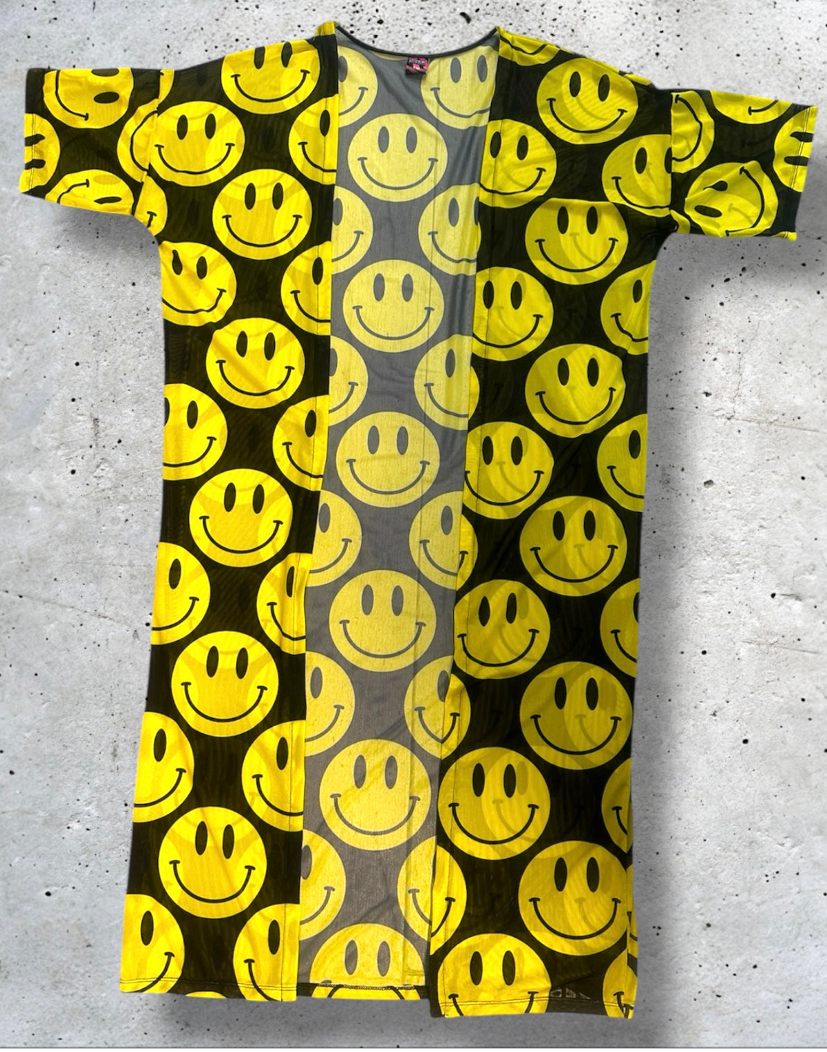 Kalu Ibiza - Mesh Acid Smiley Kimono - Black & Yellow