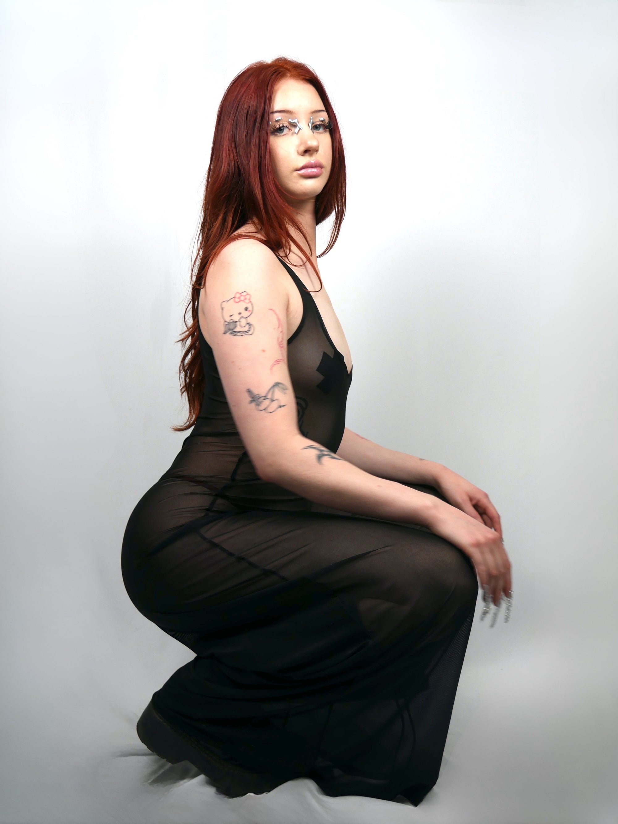 Terror Kittens - Wide leg mesh jumpsuit - Black