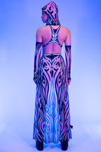Devil Walking - Tribal Empress Maxi Skirt – Green and Pink