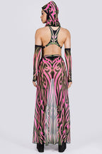 Devil Walking - Tribal Empress Maxi Skirt – Green and Pink
