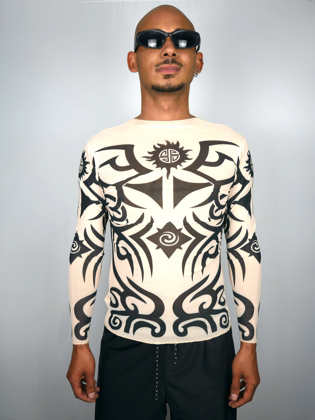 FAC SHOP - Tribal Mesh Longsleeve Top - Nude
