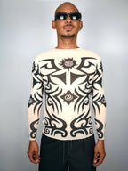 FAC SHOP - Tribal Mesh Longsleeve Top - Nude