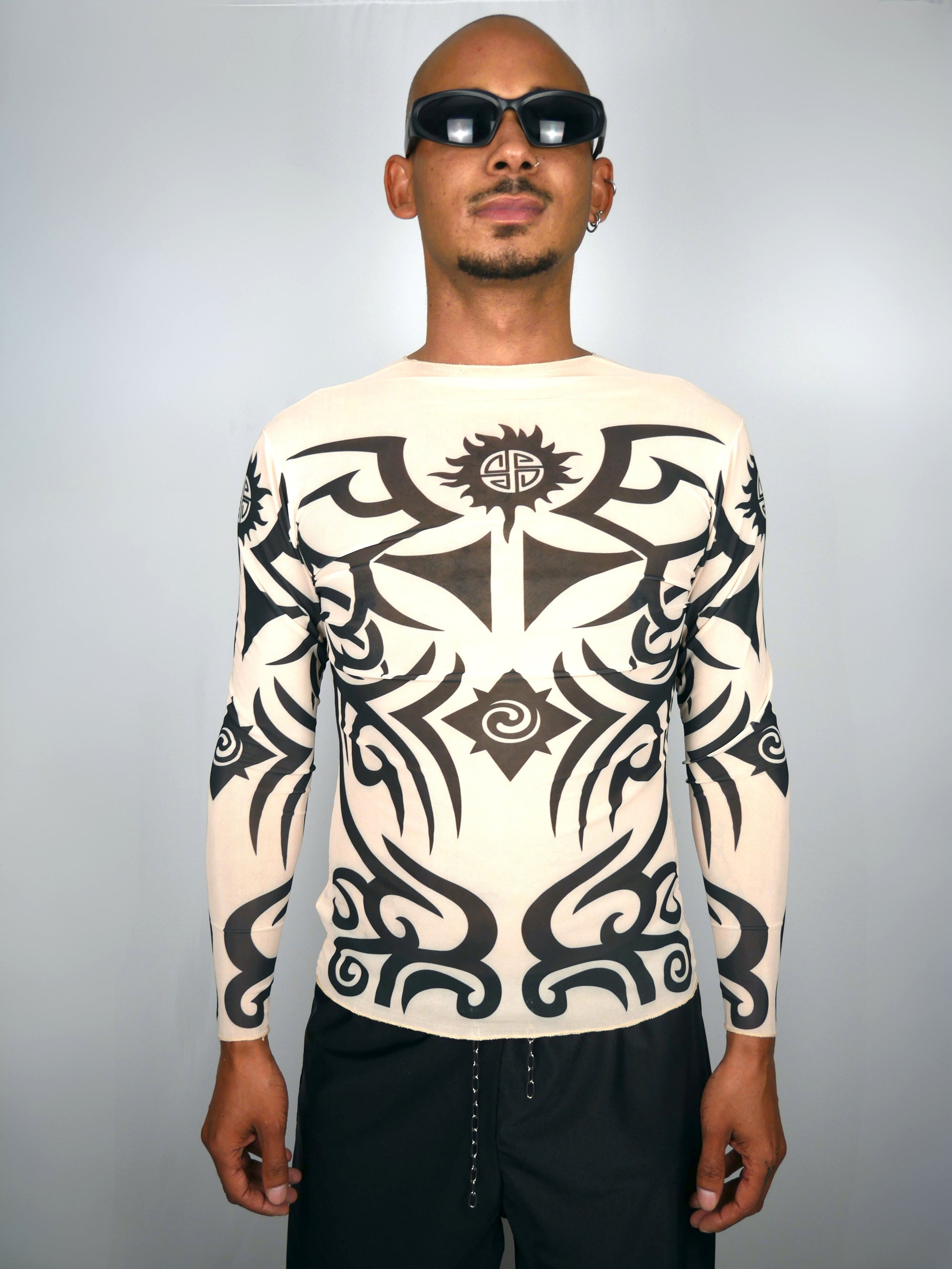 FAC SHOP - Tribal Mesh Longsleeve Top - Nude