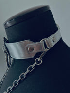 House of Marmol - Choker with Silver Lion Head and Chain – Silver, Vegan Leather & Metal