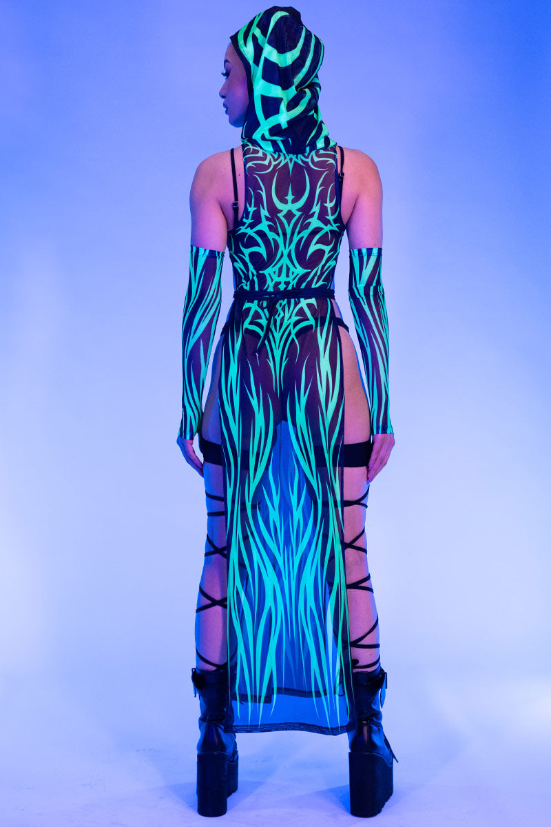 Devil Walking - Wicked Ritual high slit dress - Green