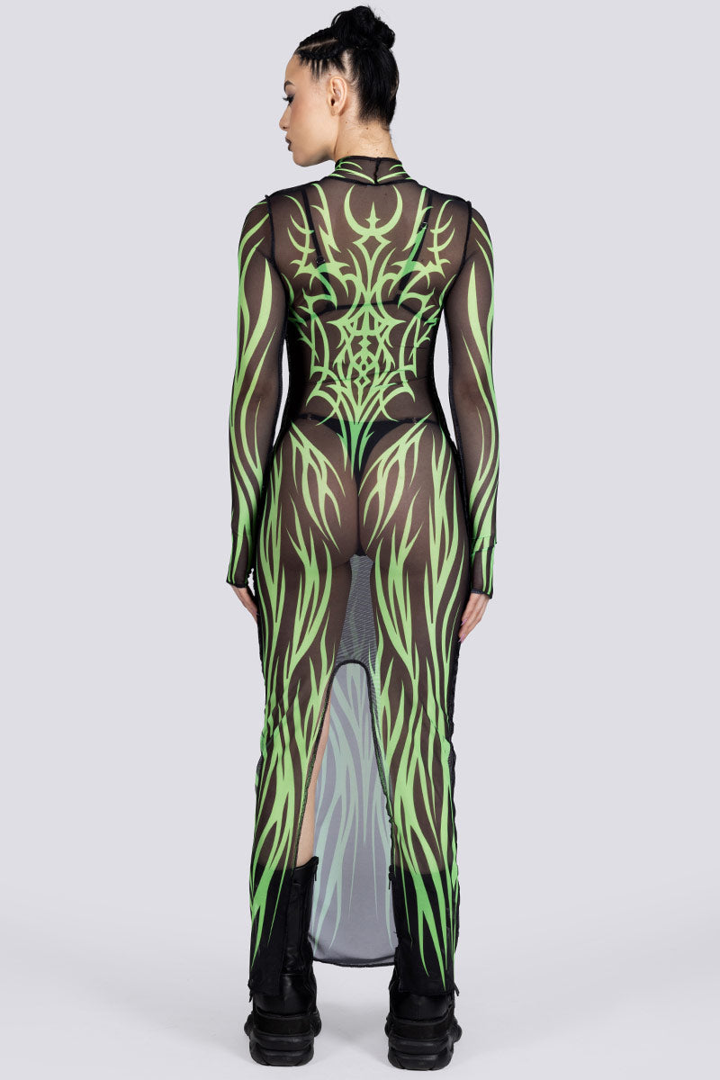 Devil Walking - Wicked Ritual mesh dress long sleeves - Green